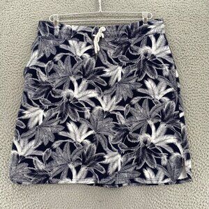 Talbots Skirt Womens Large Navy Fern Floral Mini A Line Stretch Pockets Beach*